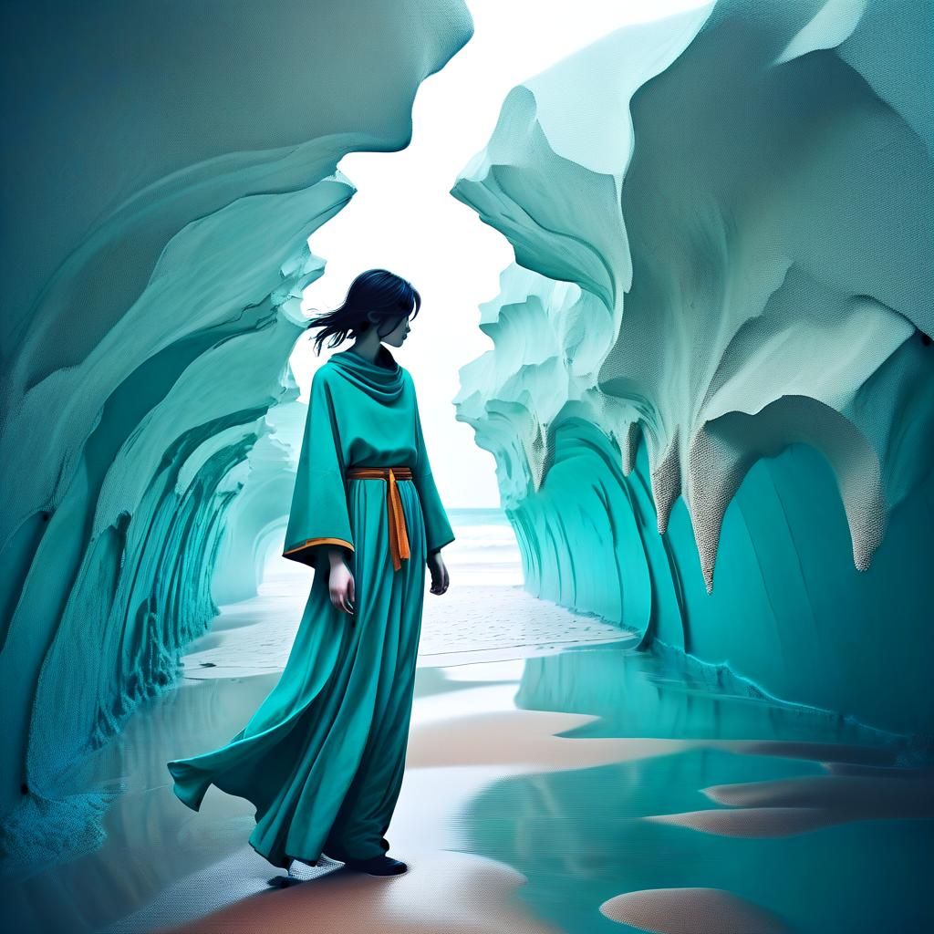 Surreal Desolation: Sand and Turquoise Landscape