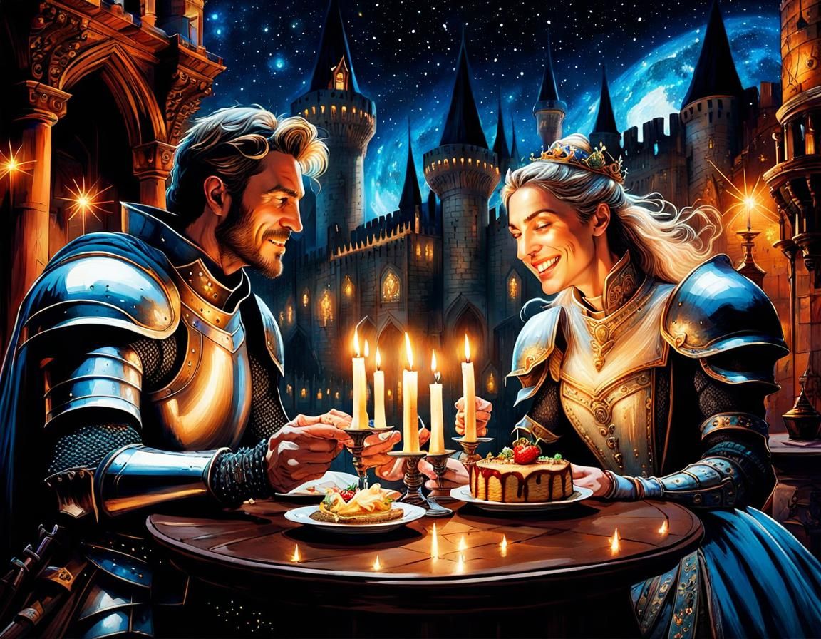 Knight and Princess Dinner Under Magical Starry Sky