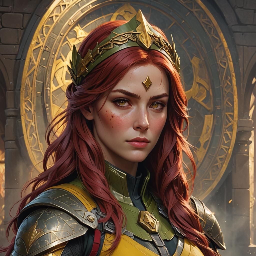 Medieval Scarlett Portrait, Hyperdetailed Digital Art