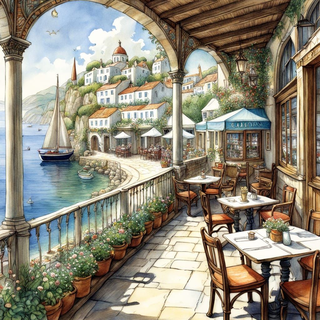 Charming Greek Cafe in Brambly Hedge Style