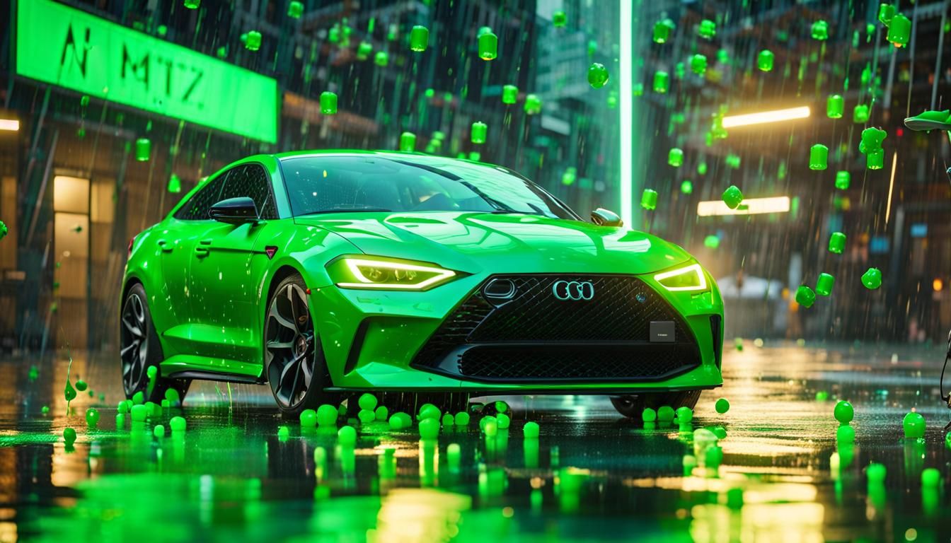 Photorealistic 'Matrix Rain' with Luminous Green Symbols