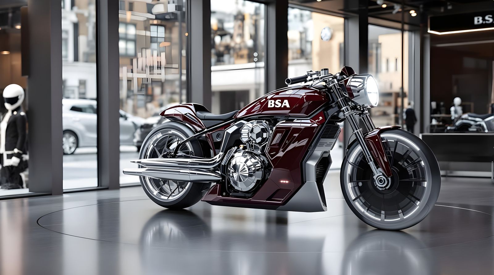 Futuristic BSA Motorcycle Concept in Cyberpunk Style