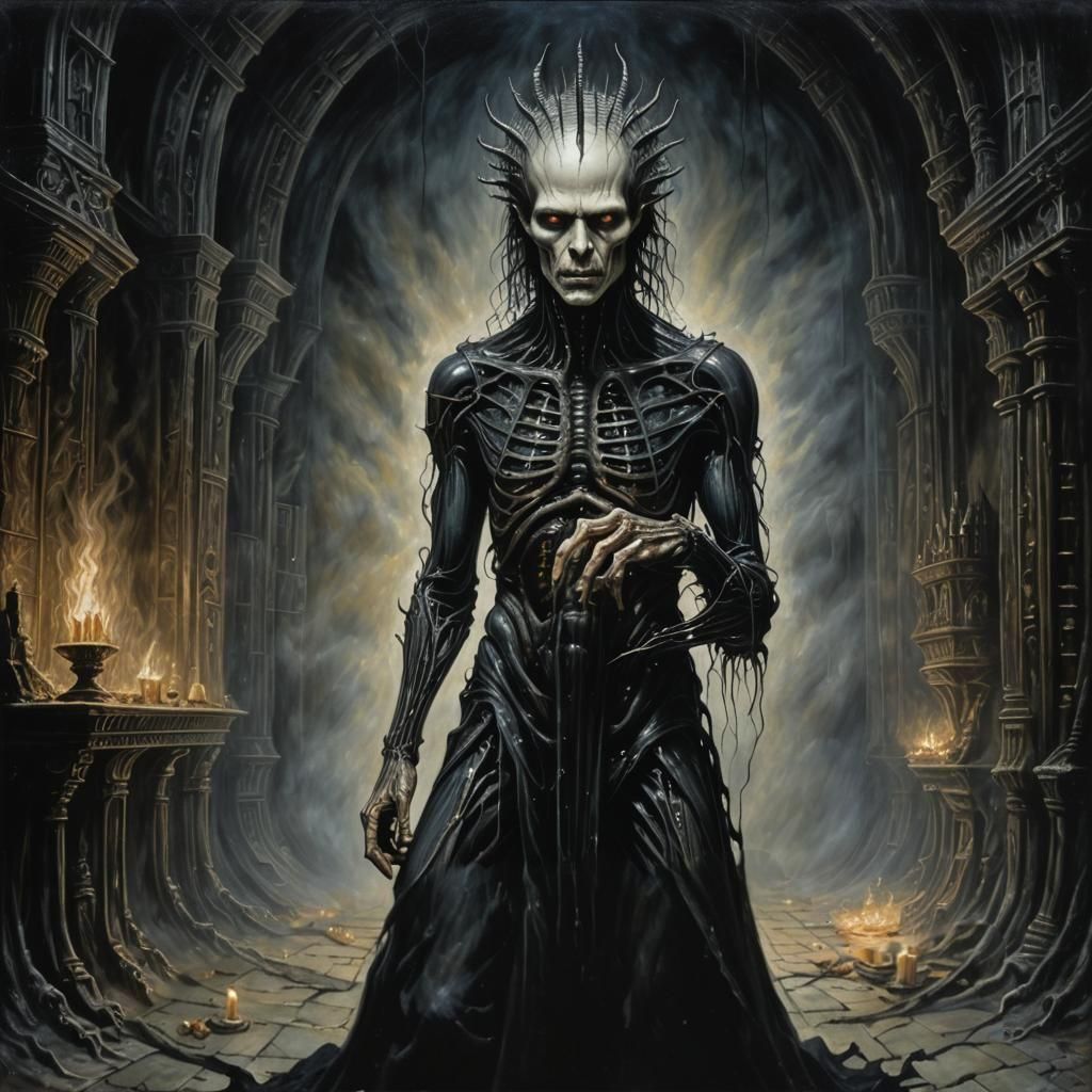 Despairing Man in Gothic Dark Fantasy Style