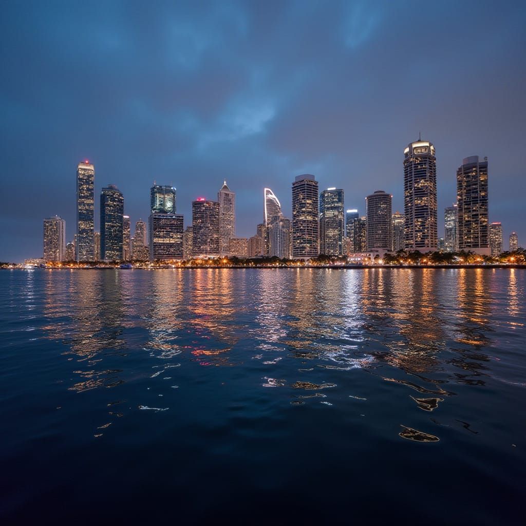 Miami Christmas Skyline from Cruiser
