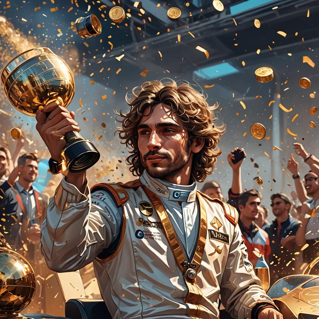 Formula 1 Winner in Alphonse Mucha Style