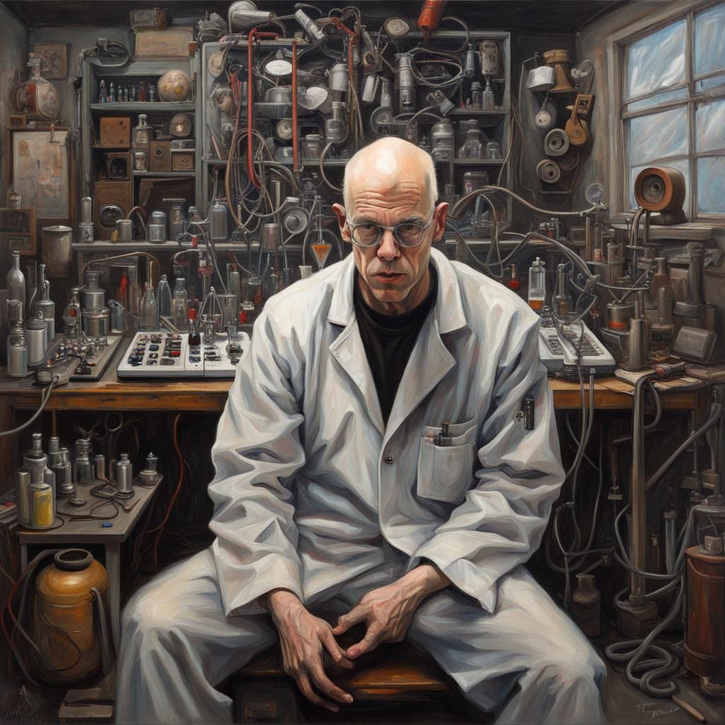 Devin Townsend as Mad Scientist: Oil Painting