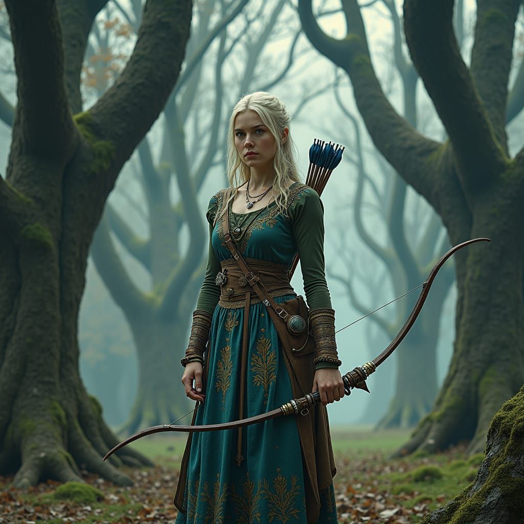 Viking Archer in Elm Grove, Matte Painting