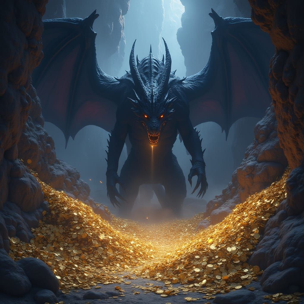 Shadow Dragon Hoard in Matte Painting Style