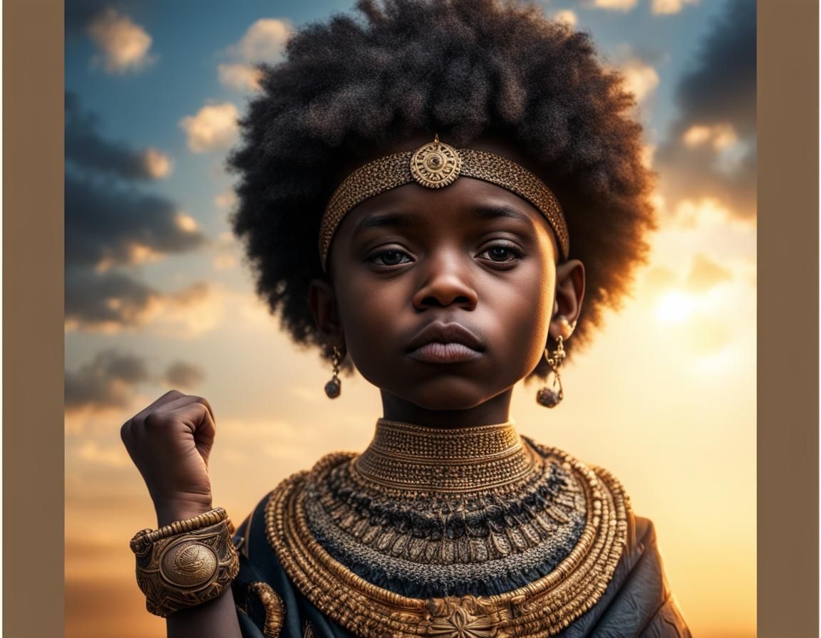 Royal African Son in Morning Sunlight, Hyperrealistic