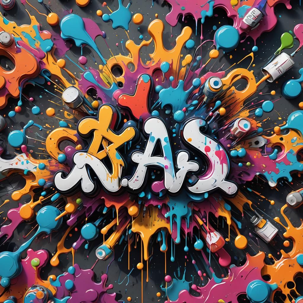 Polychromatic Graffiti Art NFT in 3D Max