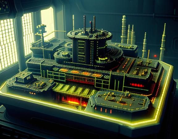 Surreal Nuclear Fantasy Landscape in Pixel Art