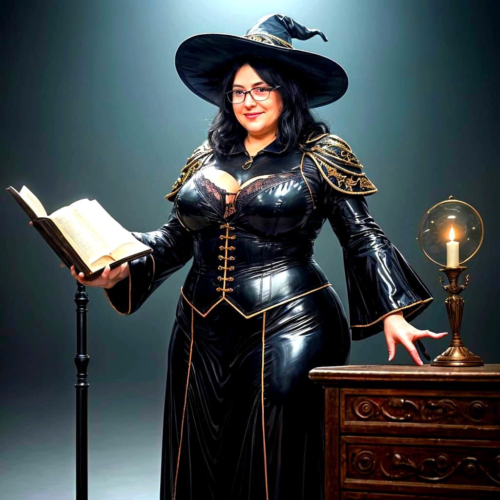 Mature Witch Reading Grimoire in Detailed Matte Painting