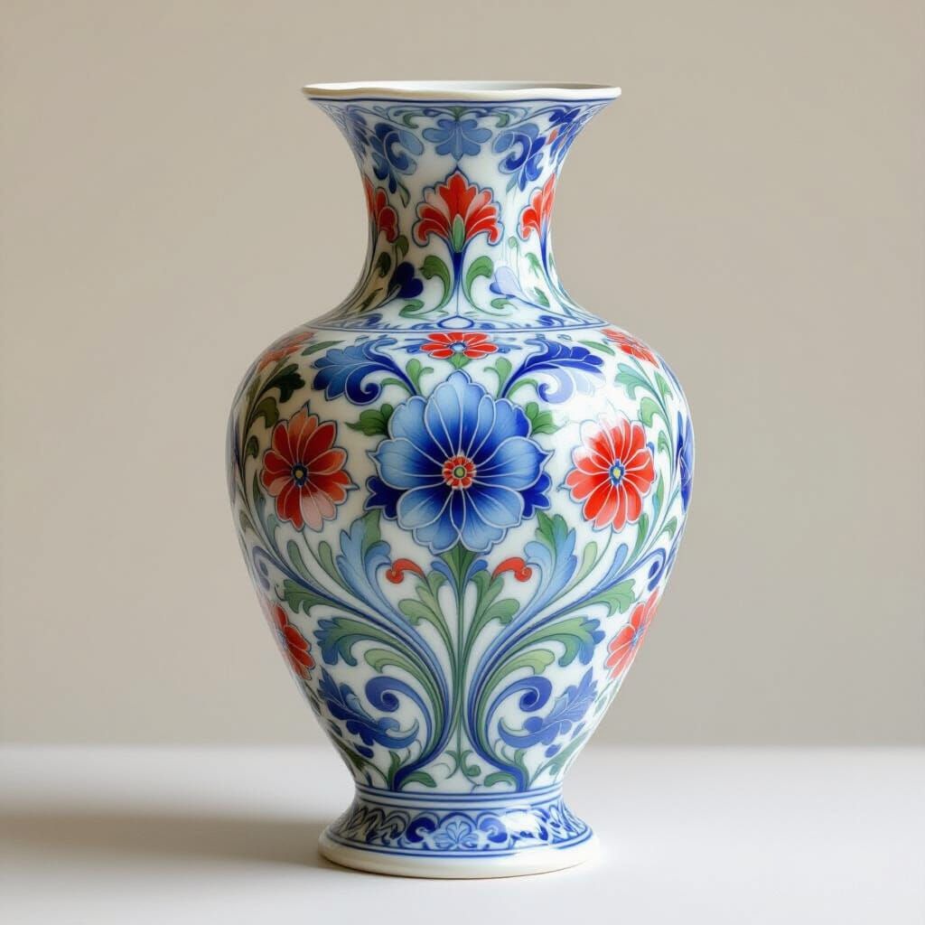 Intricate Porcelain Vase in Art Nouveau Style