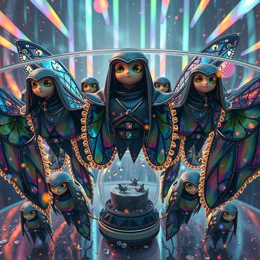 Mystical Firefly in a Glowing Snowglobe Scene in Cyberpunk D...