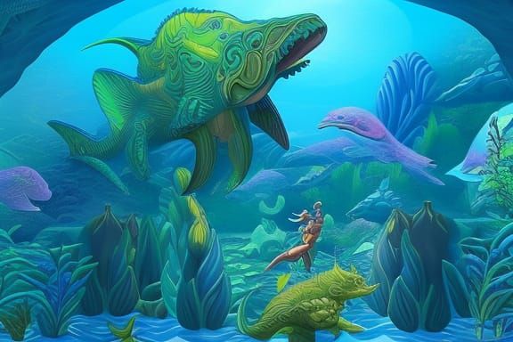 Majestic Leviathan with Fairy Fins in Cosmic Sea