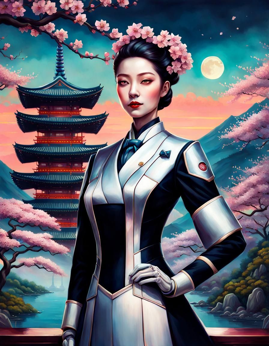 Robot Butler Serving Tea as Digital Painting