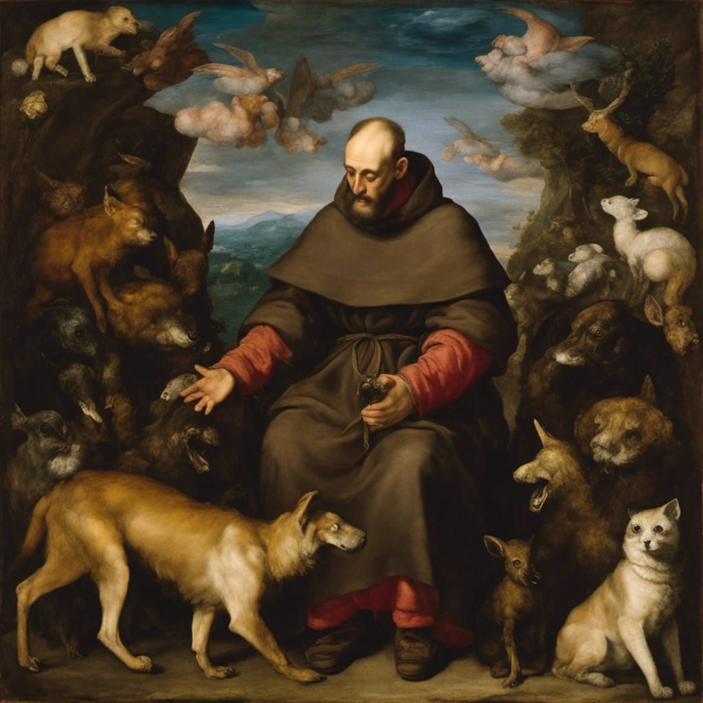Saint Francis of Assisi with Animals in Renaissance Style
