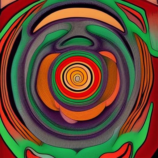 Greek Snake-Tiger Sphinx on Ziggurat in Burning Forest