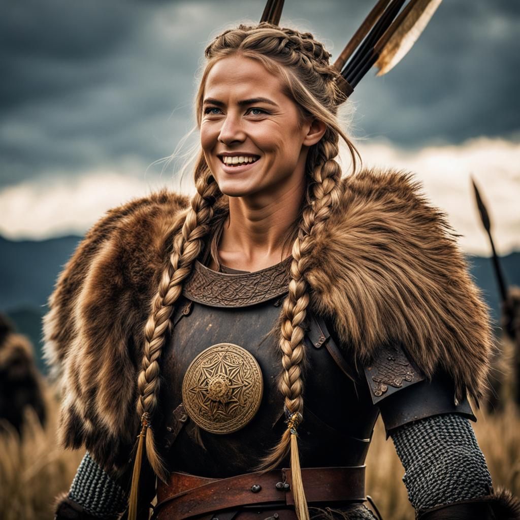 Viking Warrior on Battlefield: Hyperrealistic Splash Art