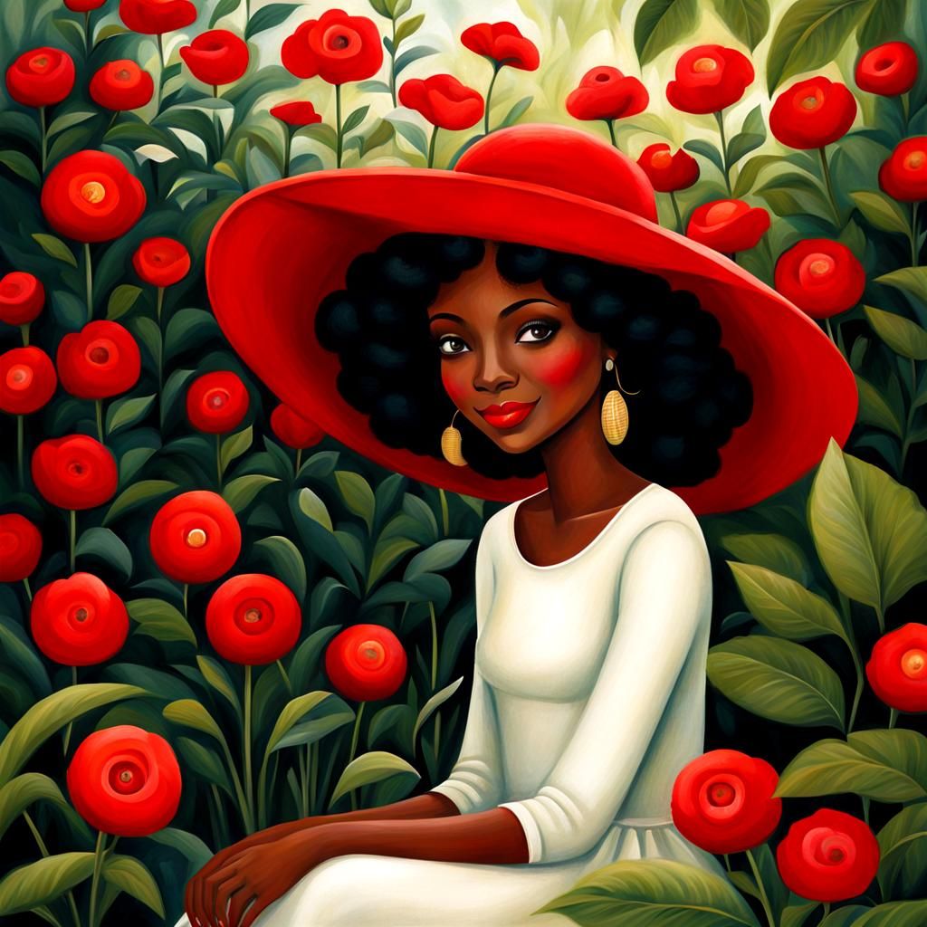 Woman in Red Hat Illustration