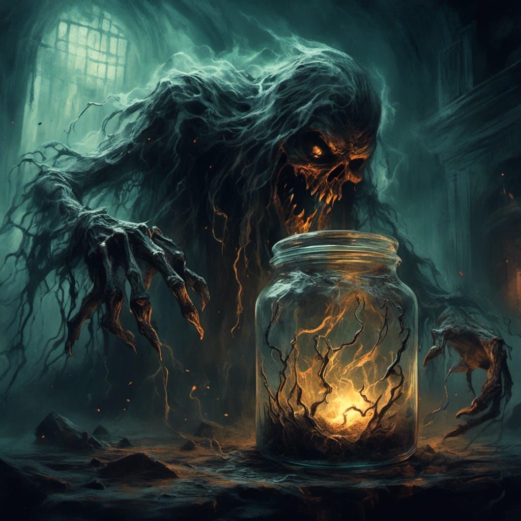 Glowing Ghost Trapped by Malevolent Creature