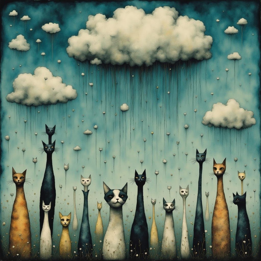 Cats in a rainy day
