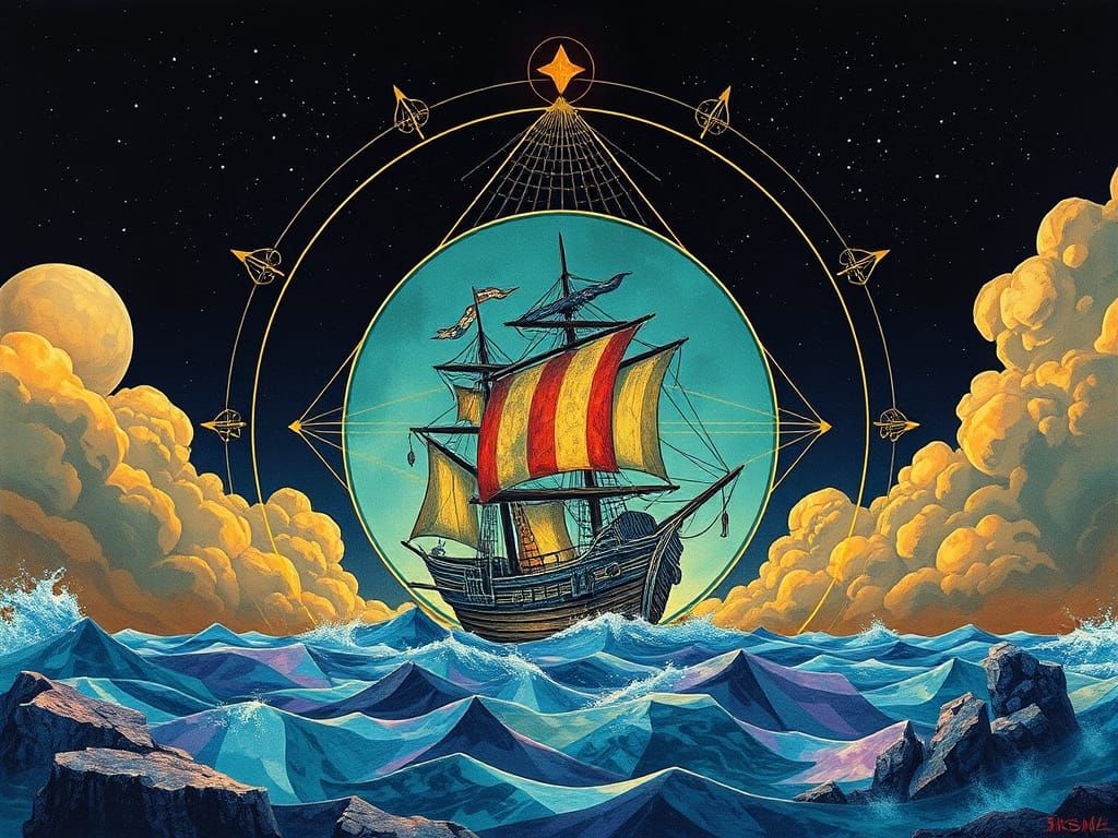 Epic Pirate Galleon on a Tidal Geoglyph