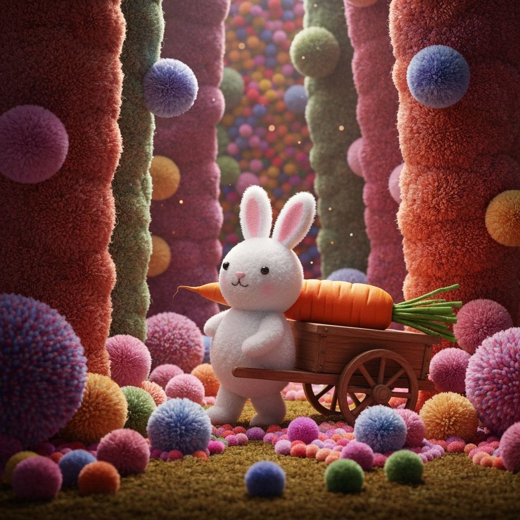Pom Pom Rabbit in Whimsical Forest Scene