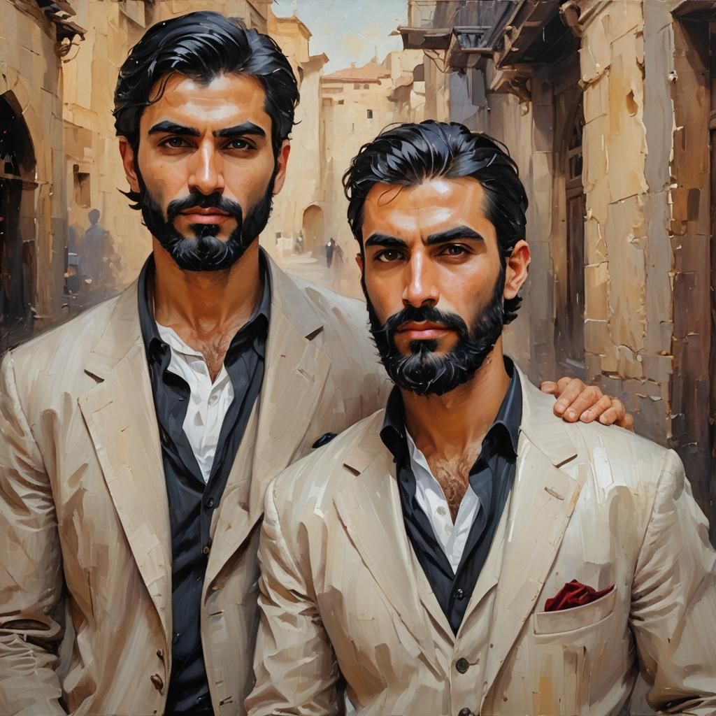 Romantic Portrait of Two Men in Impressionist Style