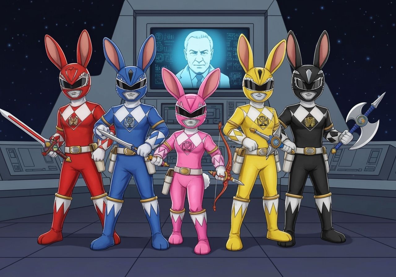 Anthropomorphic Rabbits as Mighty Morphin Power Rangers