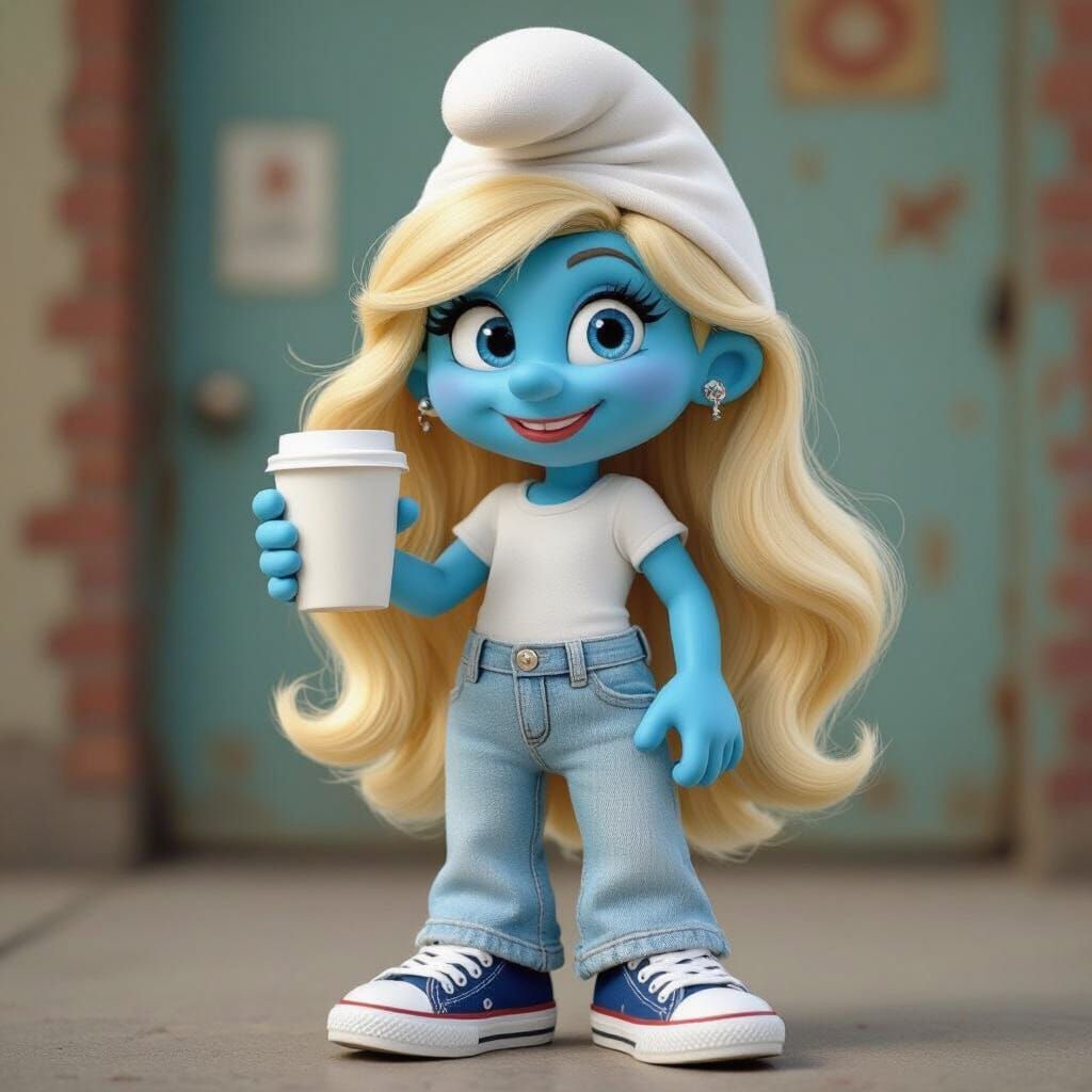 Smurfette-Style Male Smurf in 80s Cartoon Style