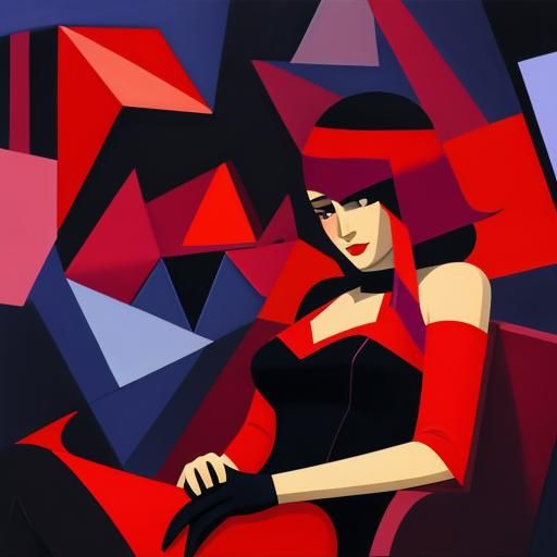 Woman in Red Silk in Smoky Neon Club