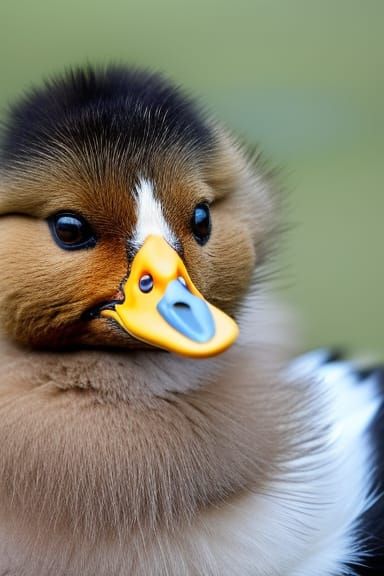 Cute Fluffy Duck Smiles at Viewer