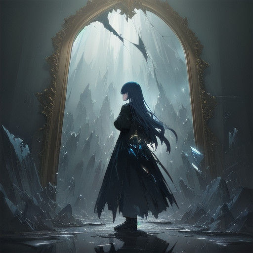 Ethereal Woman Stepping Through Interdimensional Mirror in F...