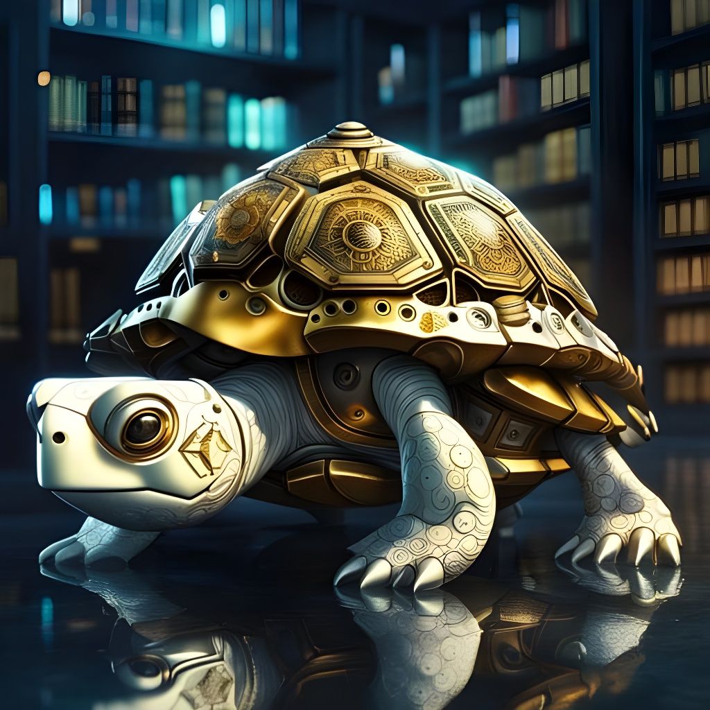 Futuristic Turtle Robot in a Library