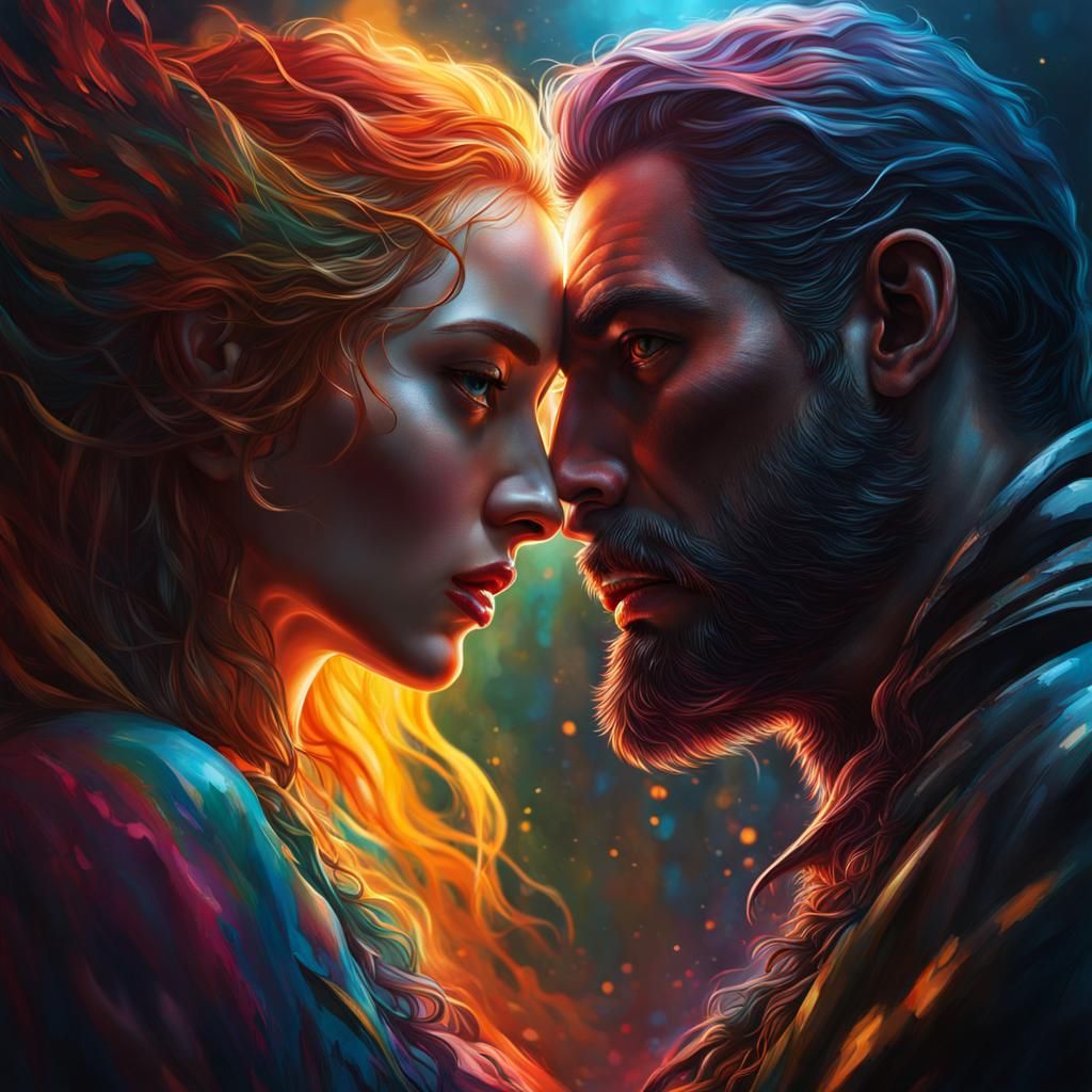 Eerie Double Soul: Hyperrealistic Splash Art Portrait