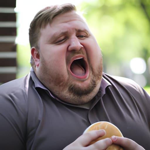 Obese Man Crying at McDonald's: Professional Photography