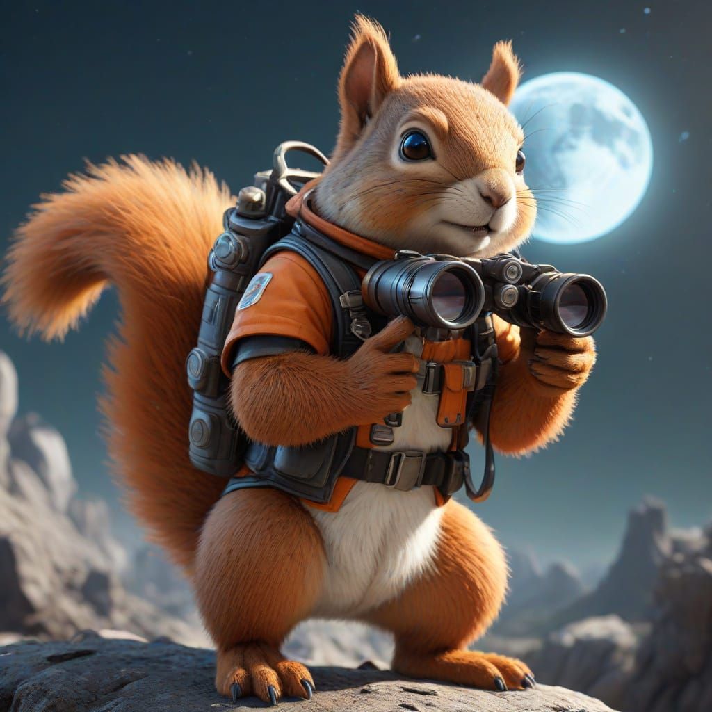 Squirrel on the Moon: Hyperdetailed Concept Art