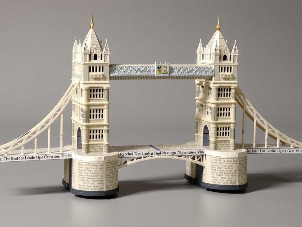 London Bridge Model Crafted from Folded Newspaper