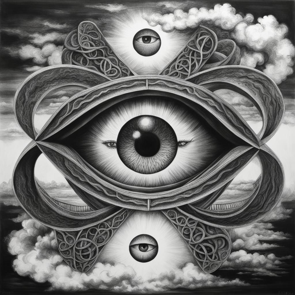 Infinity Symbol with Eyes: Charcoal Drawing