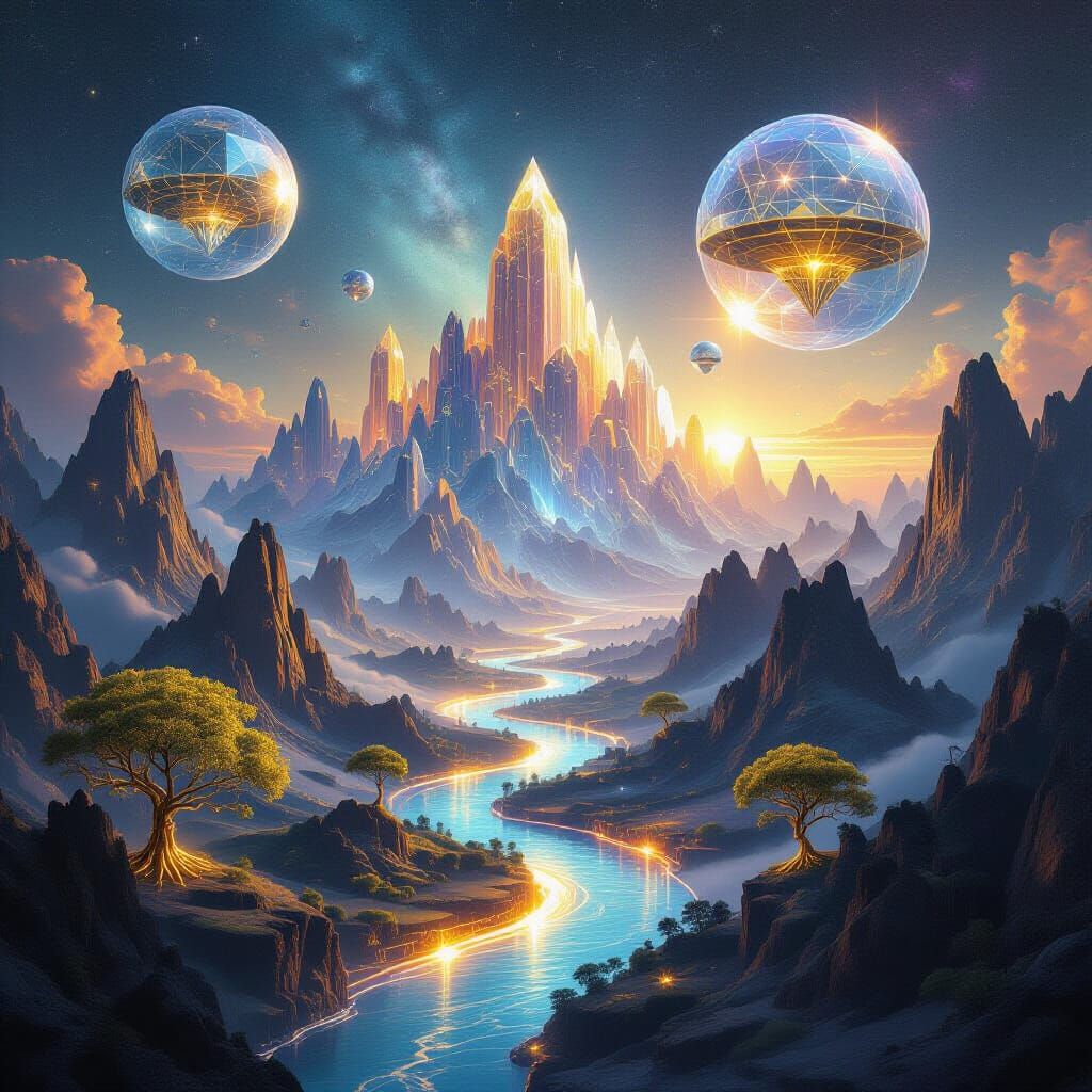 Cosmic Crystal Mountains & Galactic Temples in Surreal Lands...