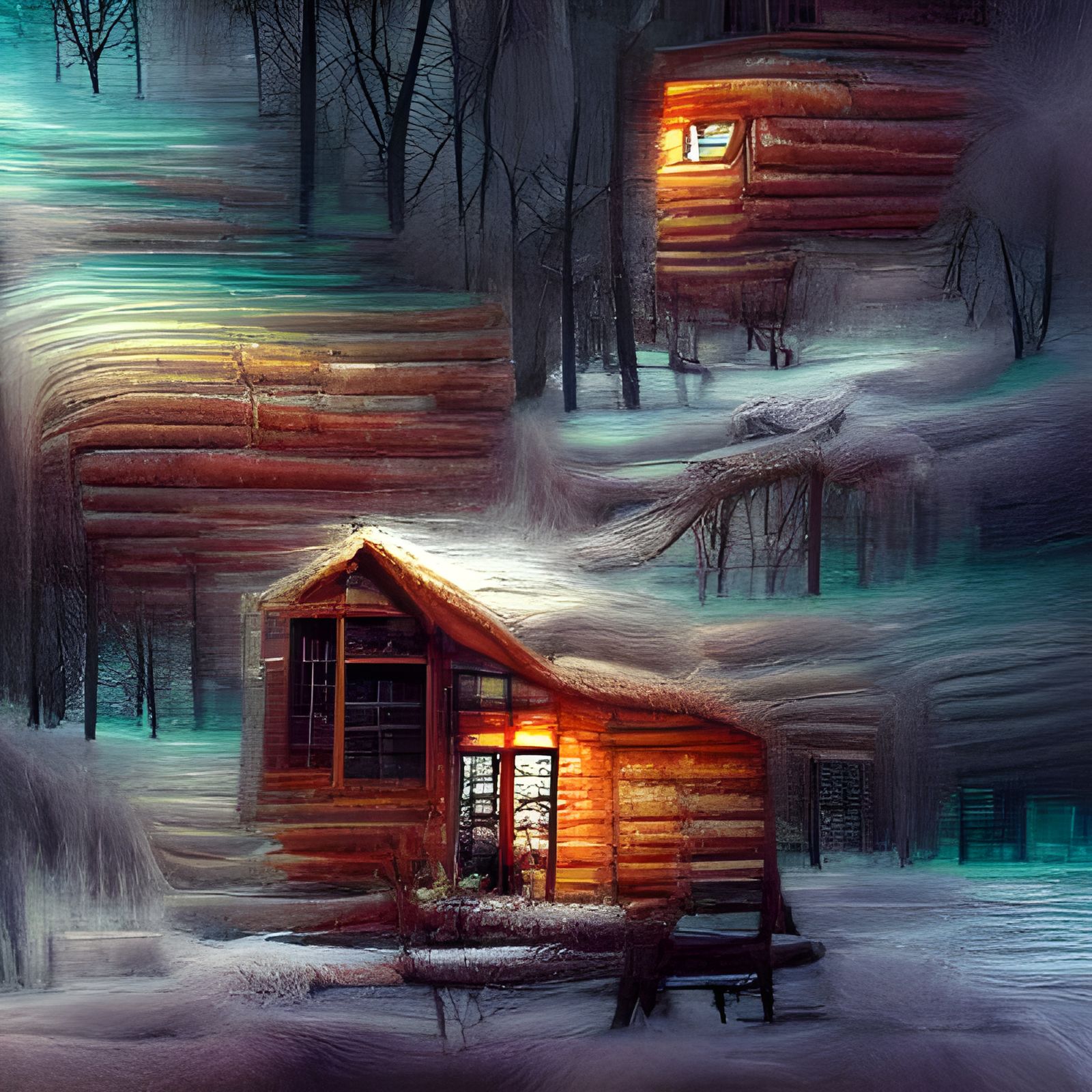 Winter Cabin in the Woods