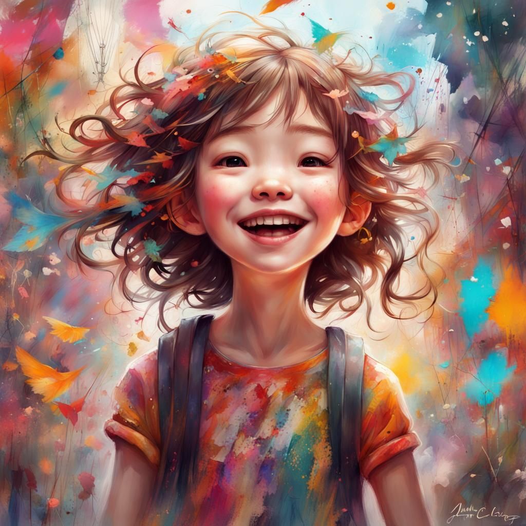 Radiant Girl Portrait with Vibrant Background