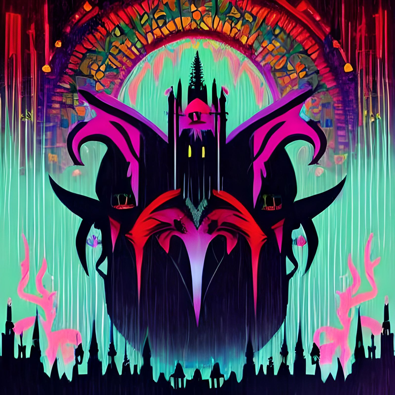 Ethereal Devil in Gothic Folk Art Style