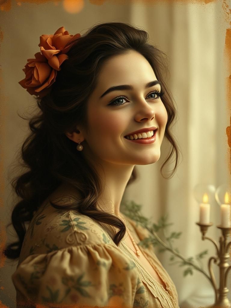 Elegant Vintage Singer Portrait in Thomas Kinkade Style