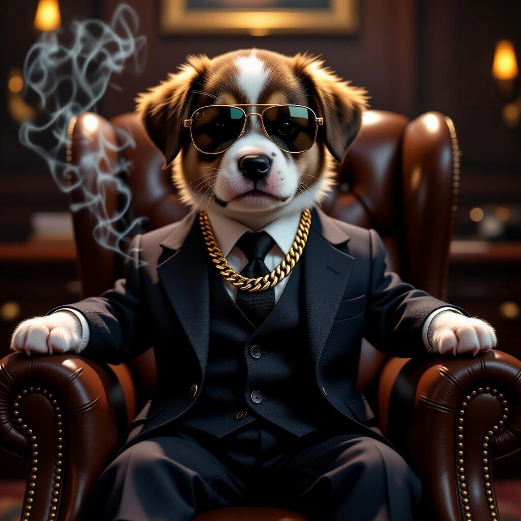 Puppy Mafia Boss in Luxurious Office