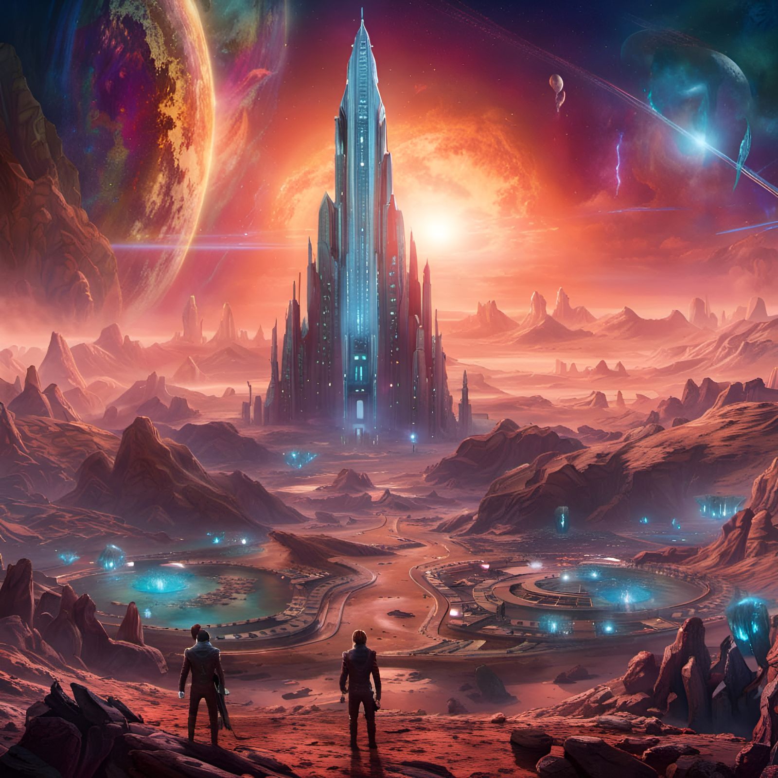 Ruined Alien Civilization on Strange Planet in Space Punk St...