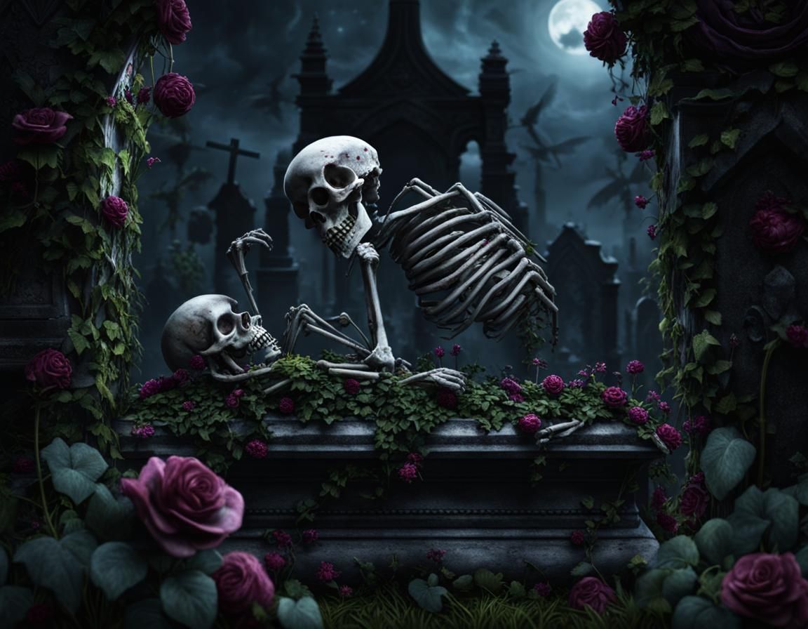 Macabre Zombie Rises in Gothic Cemetery