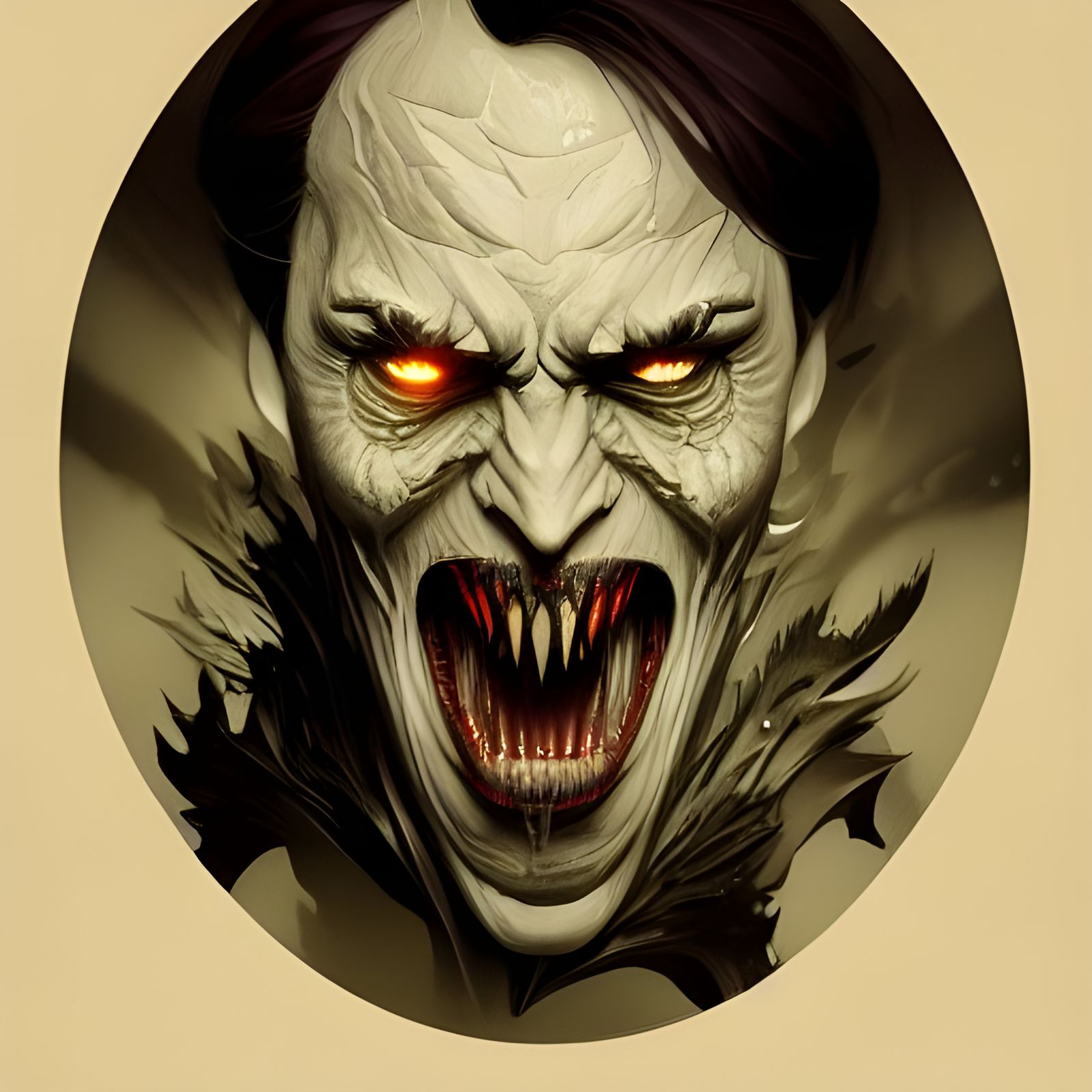 Sinister Vampire Portrait in Art Nouveau Style