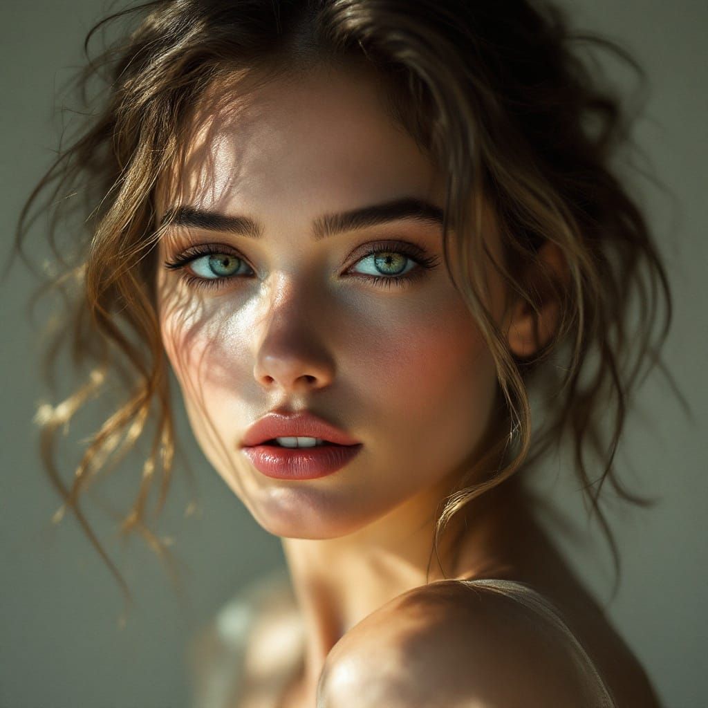 Ethereal Beauty: High-Fashion Portrait in Studio Lighting